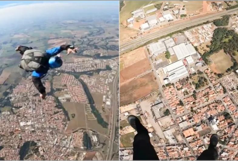 Imagens mostram último salto de paraquedista que morreu ao cair sobre telhado de casa em Boituva