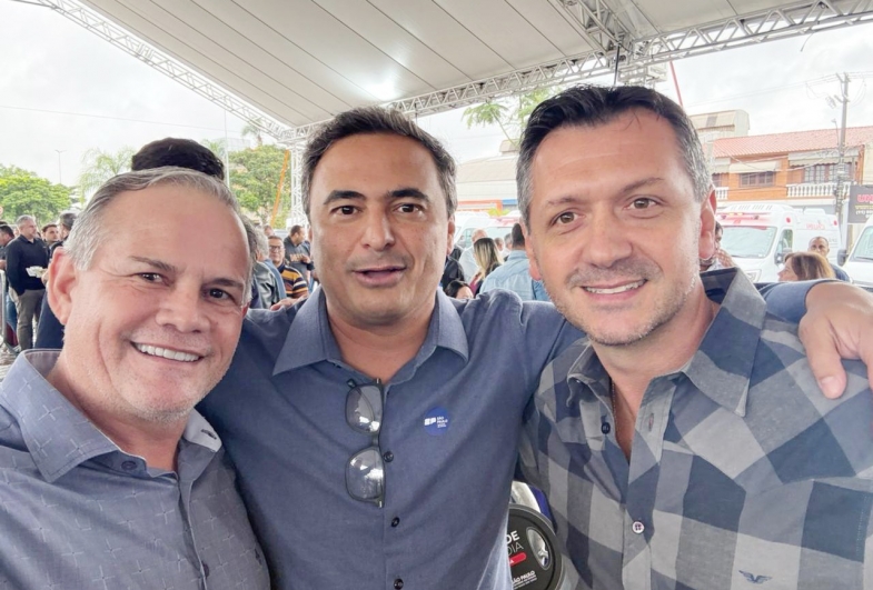 Prefeito Edinho, deputado Maurício  Neves e vice-prefeito Rafael Corona