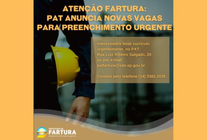 Atenção Fartura: PAT anuncia novas vagas para preenchimento urgente