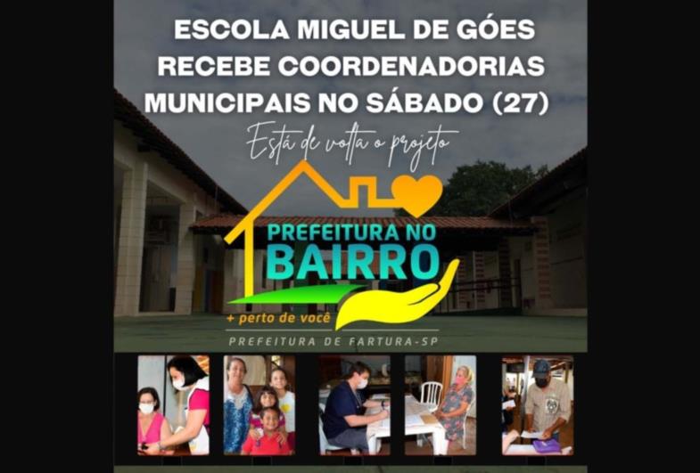 Nova data: Prefeitura no Bairro será realizado sábado (27) na Escola Miguel de Góes