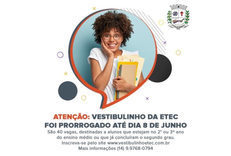 Atenção farturenses: Vestibulinho da ETEC foi prorrogado até dia 8 de junho