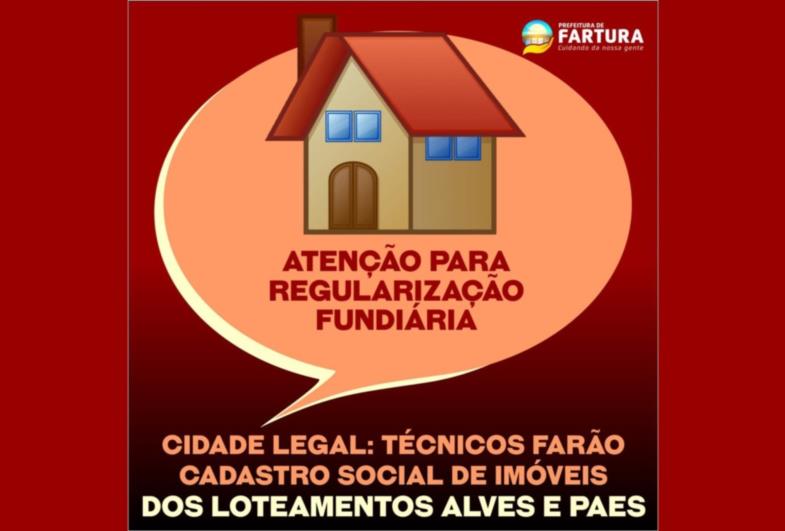 Cidade Legal: Técnicos realizarão cadastro social de imóveis dos Loteamentos Alves e Paes