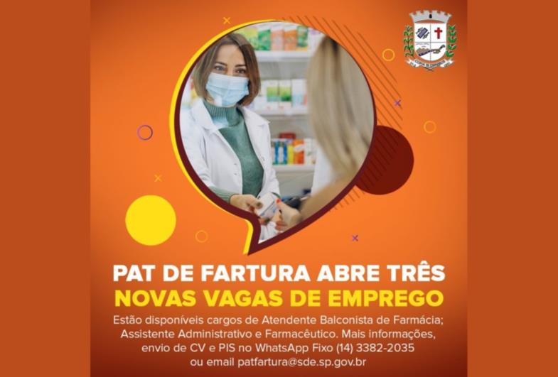 PAT de Fartura abre três novas vagas de emprego