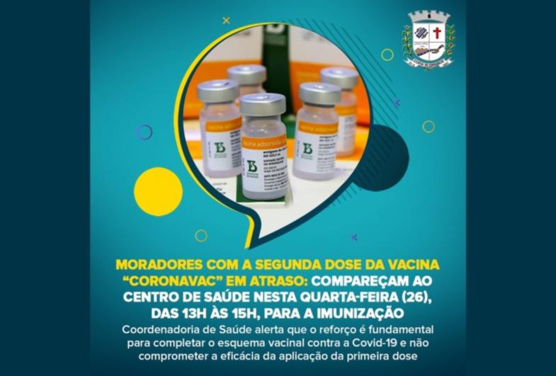 Saúde de Fartura convoca moradores que não tomaram a segunda dose da Coronavac