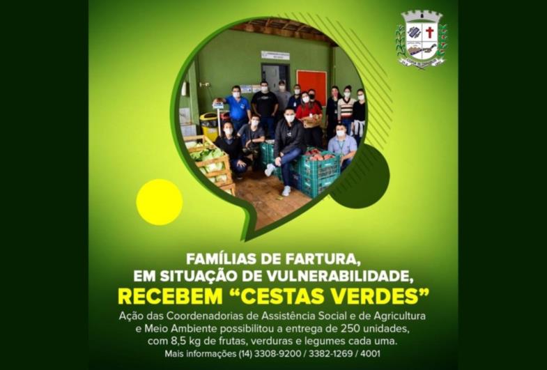 Famílias de Fartura, em situação de vulnerabilidade, recebem “Cestas Verdes”