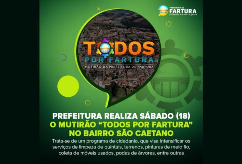 Prefeitura realiza sábado (18) Mutirão “Todos por Fartura” no bairro São Caetano