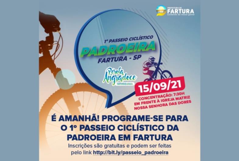 1º Passeio Ciclístico da Padroeira acontece nesta quarta-feira (15) em Fartura