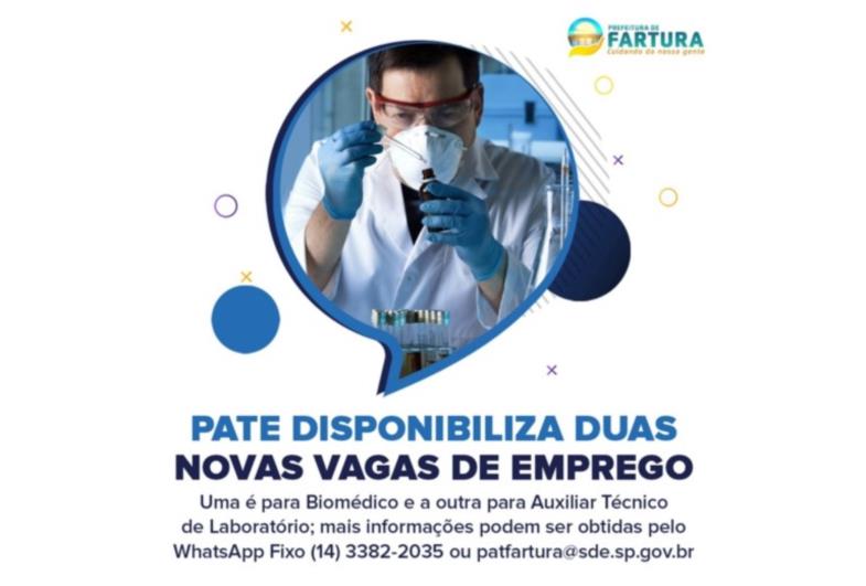 PATE disponibiliza duas novas vagas de emprego