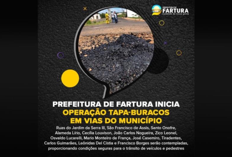 Prefeitura de Fartura inicia operação tapa-buracos em vias do município