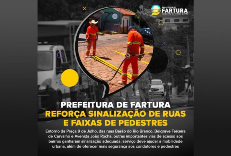 Prefeitura de Fartura reforça sinalização de ruas e faixas de pedestres