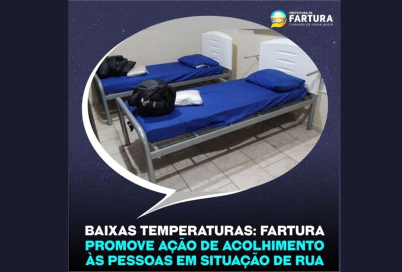 Baixas temperaturas: Prefeitura de Fartura promove ação de acolhimento às pessoas em situação de rua
