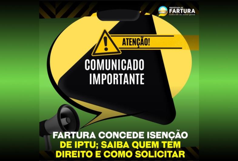 Prefeitura de Fartura concede isenção de IPTU; saiba quem tem direito e como solicitar 