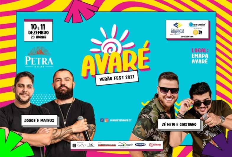 Jorge e Mateus e Zé Neto e Cristiano são as grandes atrações do Avaré Verão Fest 2021