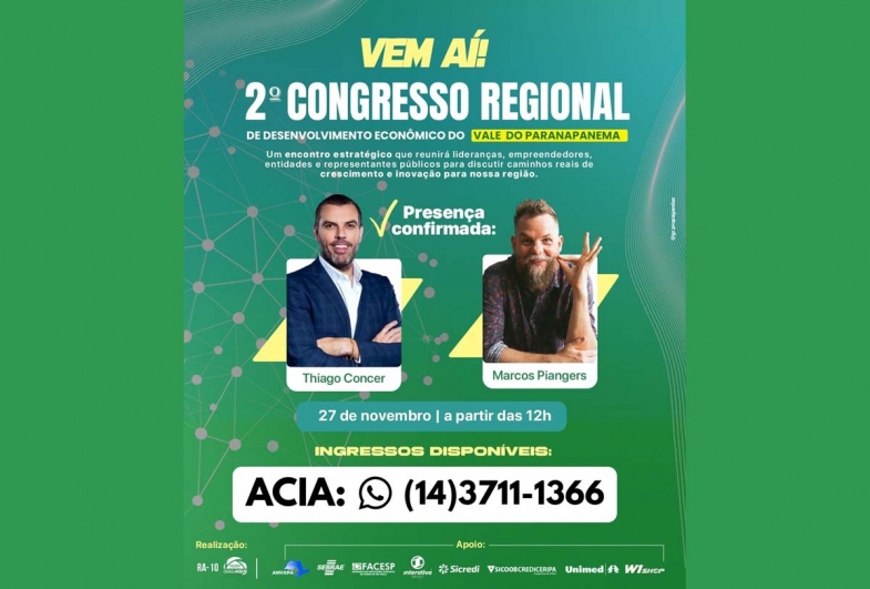 2º Congresso Regional de Desenvolvimento Econômico do Vale do Paranapanema reúne lideranças e empresários em Avaré