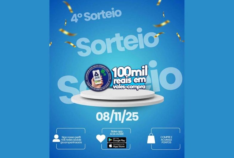 4º Sorteio da Campanha “A Sorte na Palma da Sua Mão” acontece neste sábado (8) em Avaré