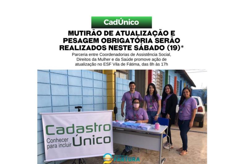 Mutirão de atualização do Cadastro e pesagem obrigatória serão realizados neste sábado (19)