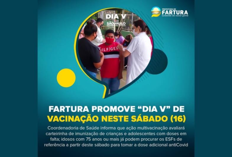 Fartura promove “Dia V” de Vacinação neste sábado (16)