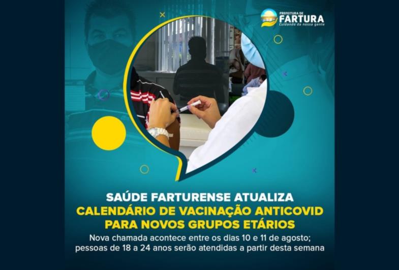 Saúde farturense atualiza calendário de vacinação antiCovid para novos grupos etários