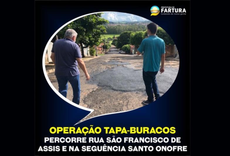 Tapa-Buracos percorre Rua São Francisco de Assis e Santo Onofre
