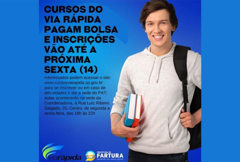 Cursos do Via Rápida pagam R$ 210 e inscrições vão até sexta-feira (14)