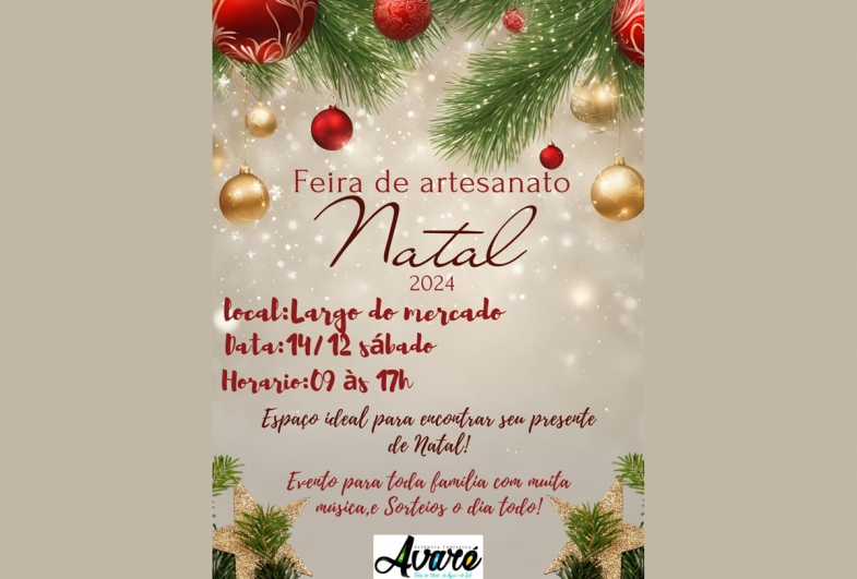 Feira de Artesanato de Natal acontece no Dia 14 no Largo do Mercado em Avaré