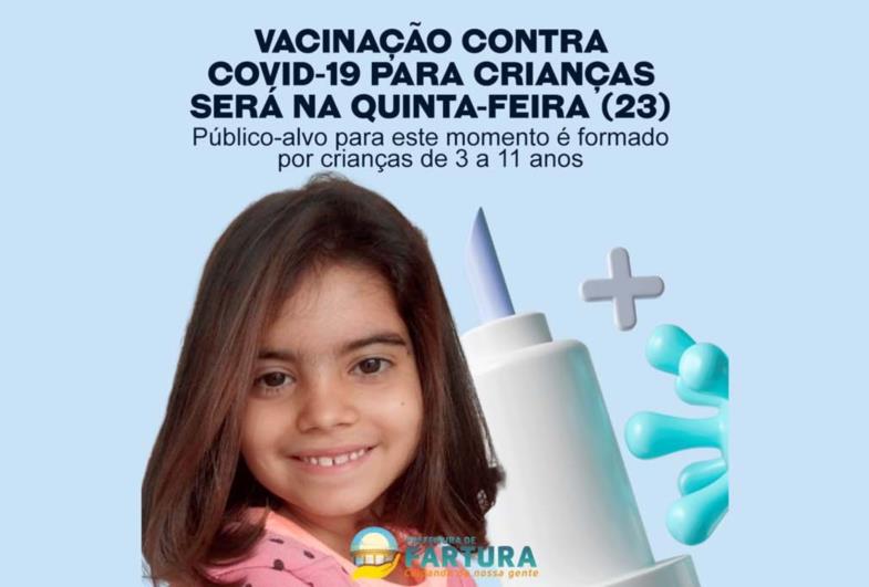 Vacinação contra Covid-19 para crianças será na quinta-feira (23)