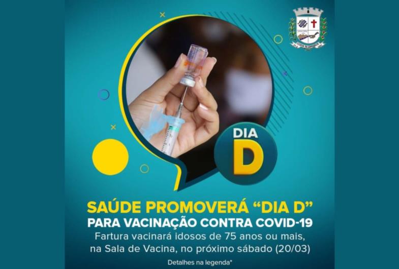 Saúde promoverá “Dia D” para vacinação contra Covid-19 no sábado (20/03)
