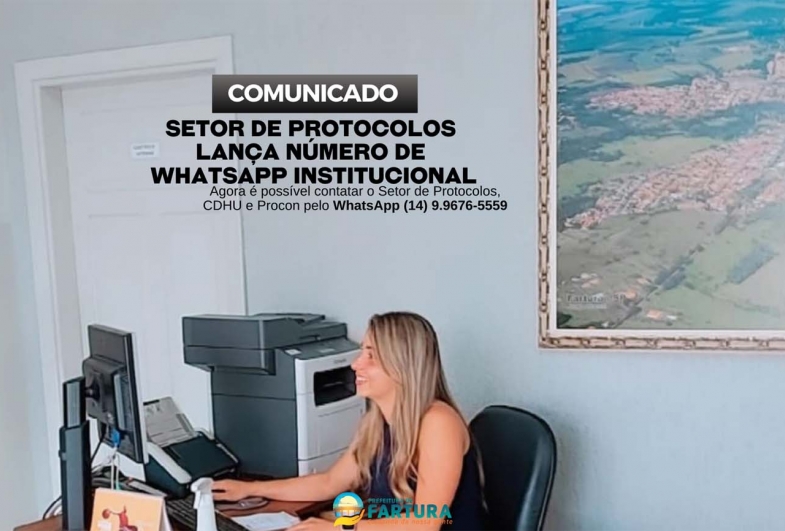 Setor de Protocolos da Prefeitura de Fartura lança número de WhatsApp Institucional