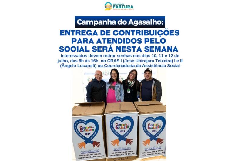 Campanha do Agasalho: Fartura entrega contribuições para usuários atendidos pela Assistência Social semana