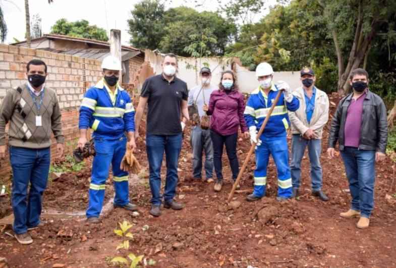 Fartura recebe da Sabesp 100 mudas de árvores nativas e faz plantio para recuperar área de margem do Ribeirão dos Veados