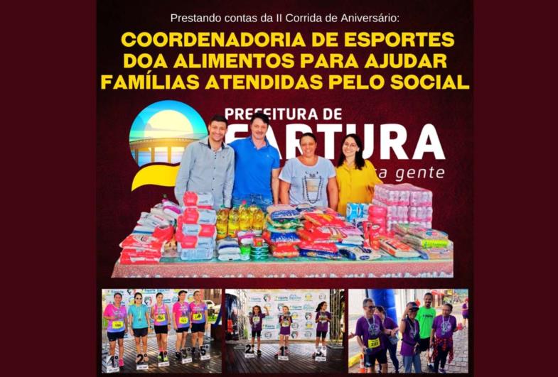 Prestando contas: Coordenadoria de Esportes doa alimentos para ajudar famílias atendidas pelo Social