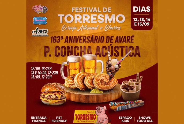 Festival de torresmo na Concha Acústica celebra 163º aniversário de Avaré