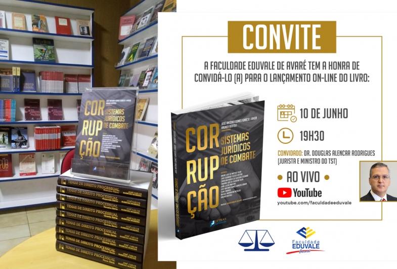 Faculdade Eduvale realizará lançamento on-line de livro sobre corrupção