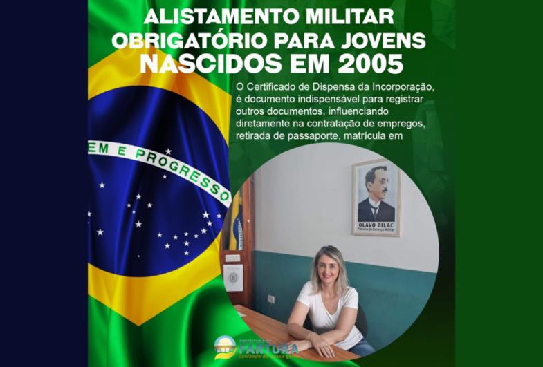 Alistamento militar obrigatório para jovens nascidos em 2005