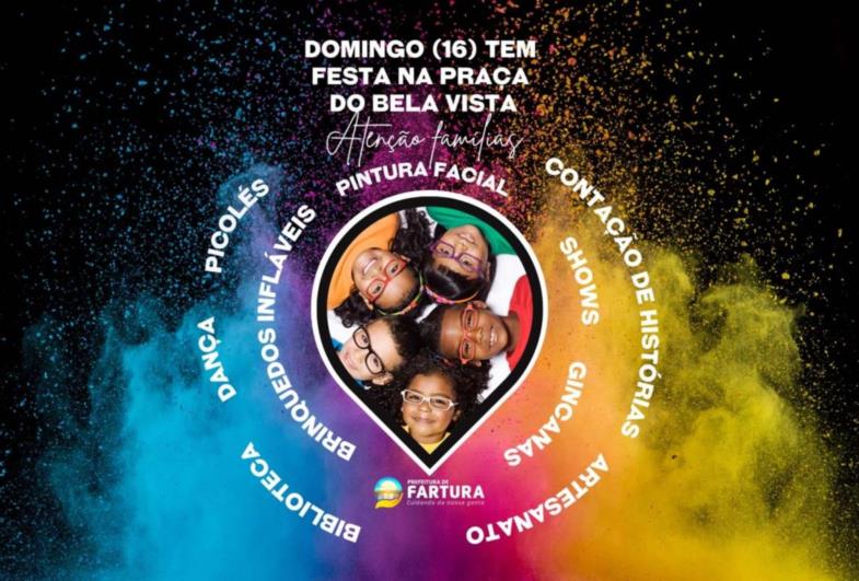 Atenção famílias: Domingo (16) tem festa na Praça do Bela Vista