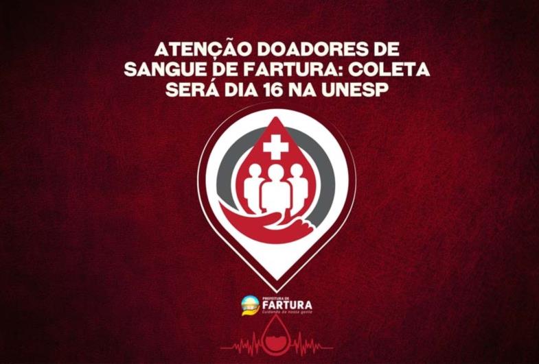 Atenção doadores de sangue de Fartura: coleta será dia 16 na Unesp