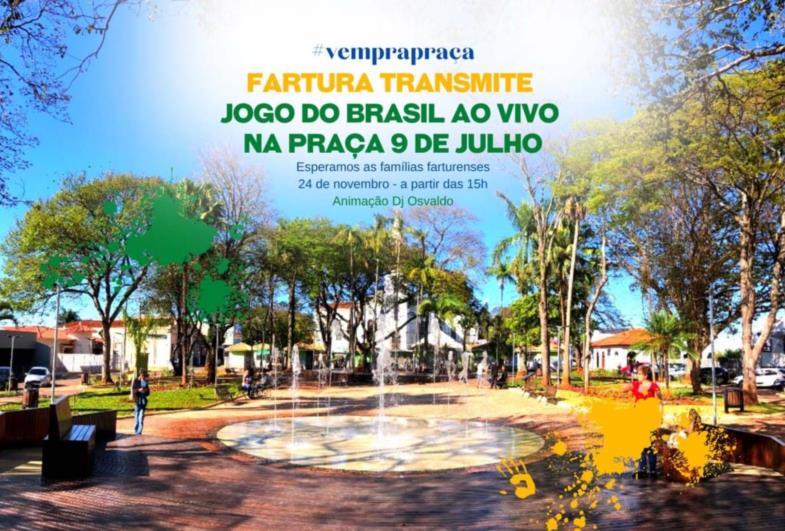 #VemPraPraça: Jogo do Brasil será transmitido ao vivo na Praça 9 de Julho