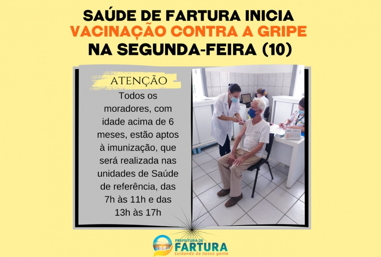 Fartura inicia vacinação contra a Gripe na próxima segunda-feira (10)