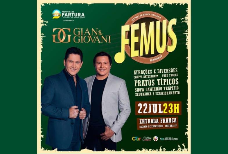 Gian & Giovani são confirmados no FEMUS:  Prepare-se para show inesquecível em Fartura