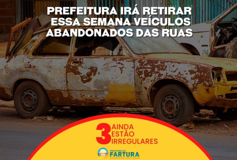 Prefeitura irá retirar essa semana veículos abandonados das ruas