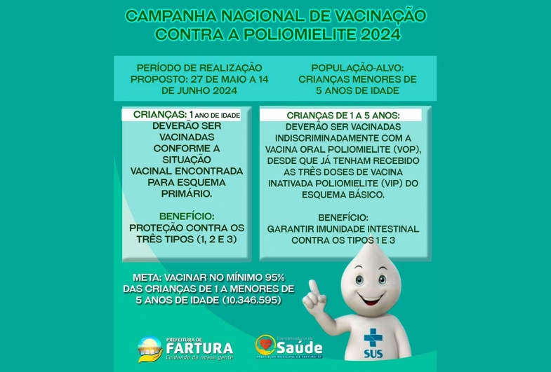 Fartura inicia Campanha Nacional de Vacinação contra a Poliomielite