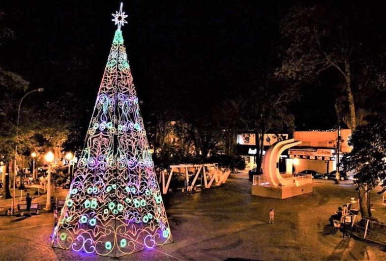 Árvore de Natal gigante é atração no Largo São João