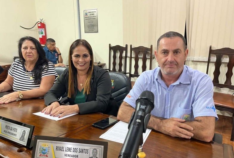 Vereadoras Leila Naldi, Preta e  vereador Rivael Leme dos Santos