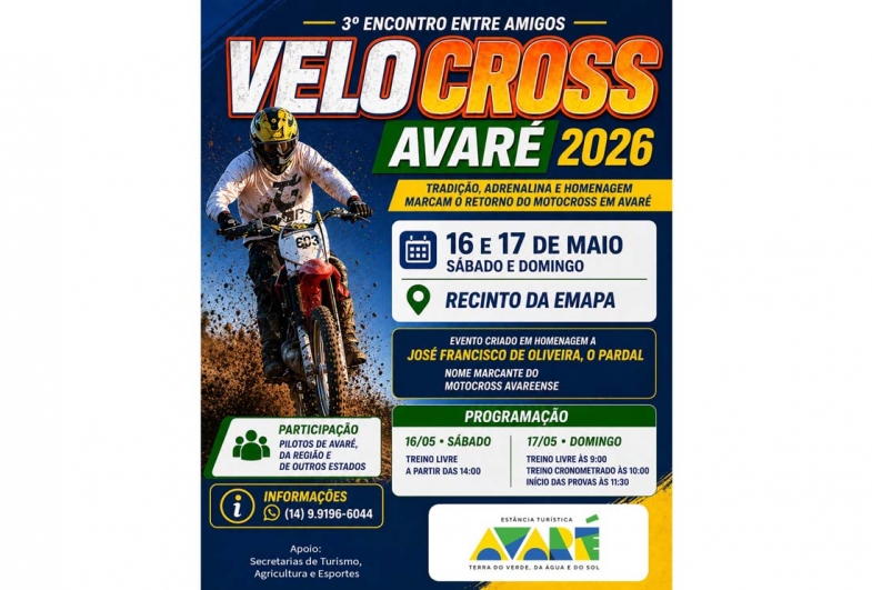 Velocross Avaré 2026 resgata tradição do motocross e reúne pilotos no 3º Encontro Entre Amigos