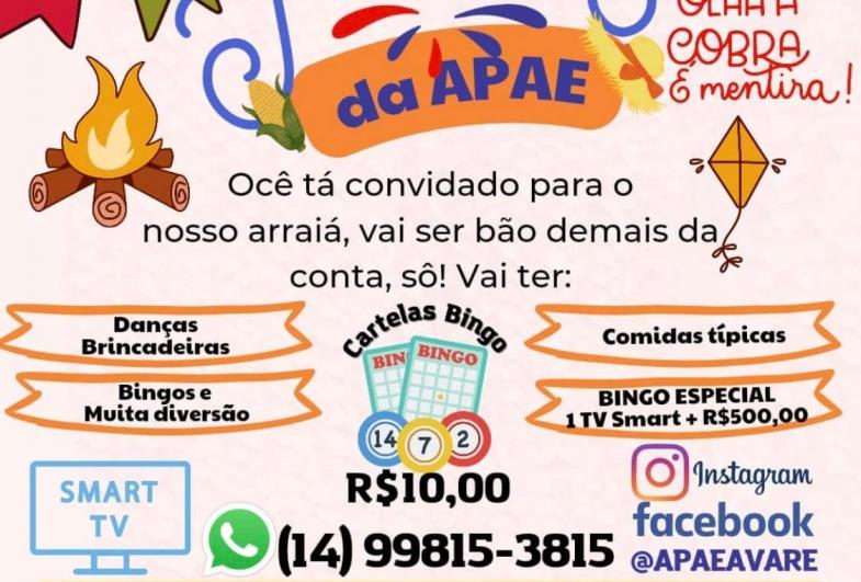 'Ocê' está convidado para o nosso arraiá da APAE, Avaré/SP 