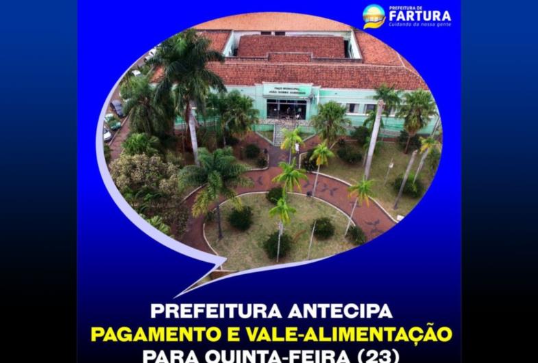 Prefeitura antecipa pagamento e vale-alimentação para quinta-feira (23)