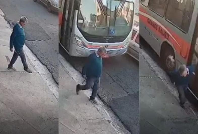 Homem é atropelado por ônibus enquanto retirava folha de árvore da calçada em Bauru