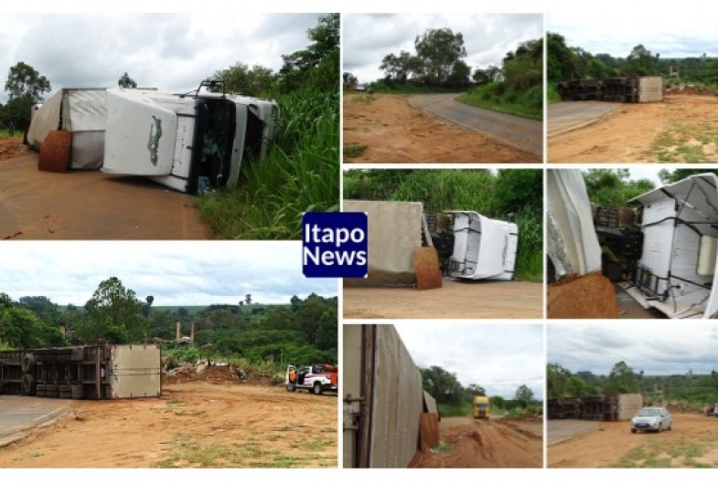 Caminhão tomba  na famosa curva  do Mosteirinho  em Itaporanga