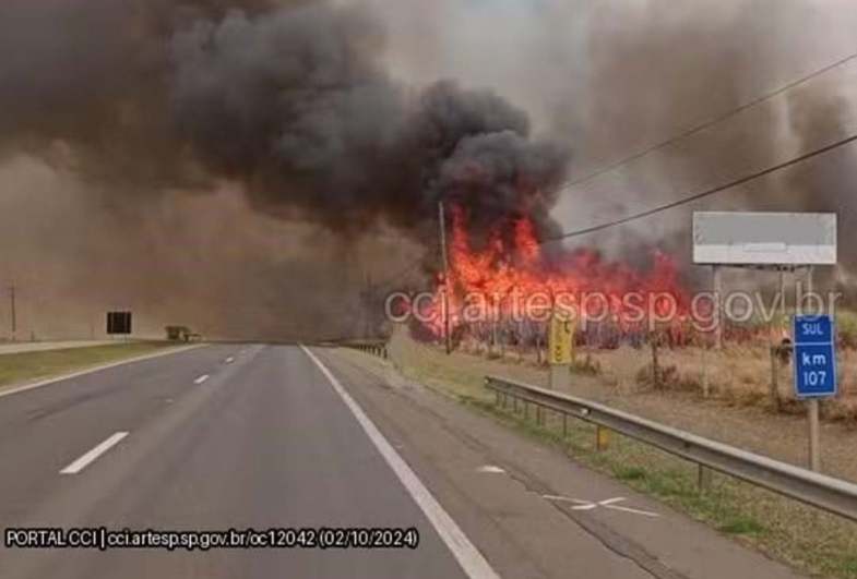 Incêndios interditam rodovia em Tatuí e mobilizam equipes dos bombeiros e Defesa Civil em Capão Bonito