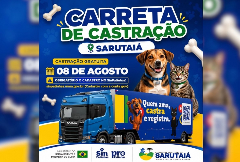 Sarutaiá promove castração gratuita para cães e gatos no sábado (8)